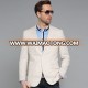 55% cotton 45% linen Notch lapel two buttons dark white color men's custom jacket